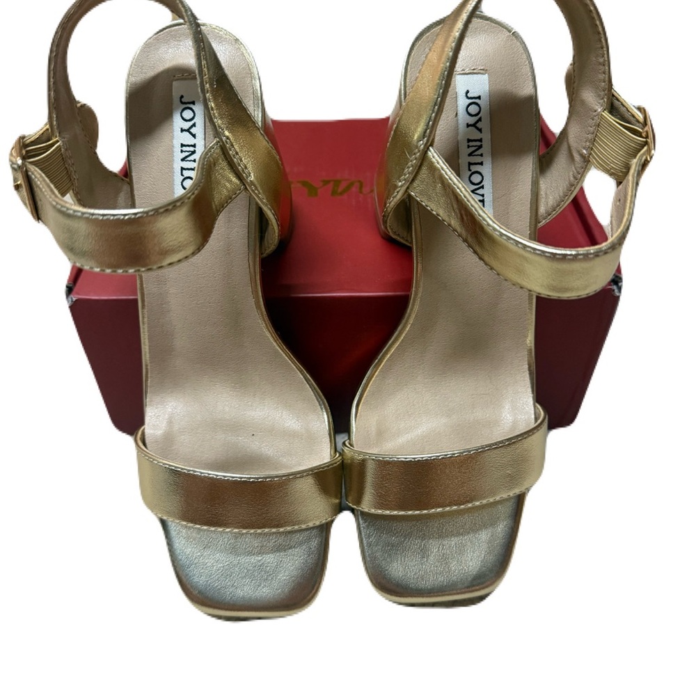 Joy in Love, NIB, Women's Gold Block Heel Sandals